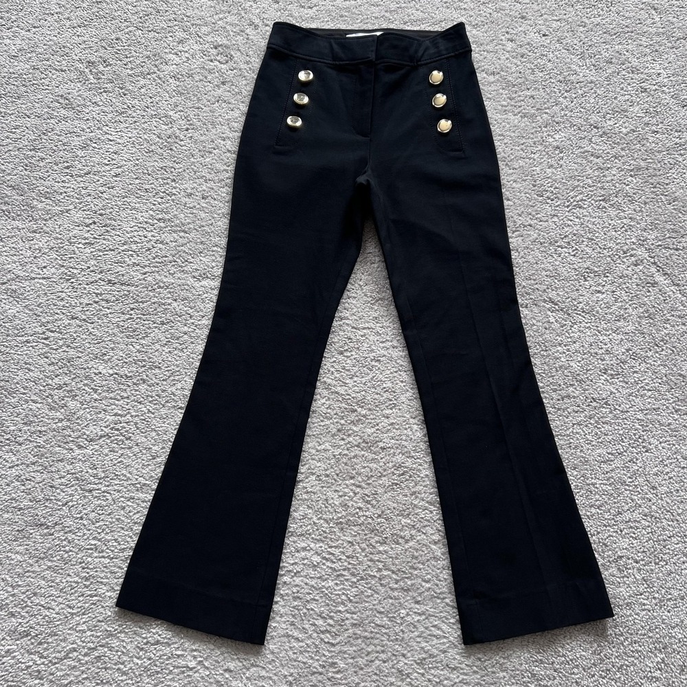 Derek Lam 10 Crosby Robertson Flare Sailor Button Pants Womens 0 Black High Rise
